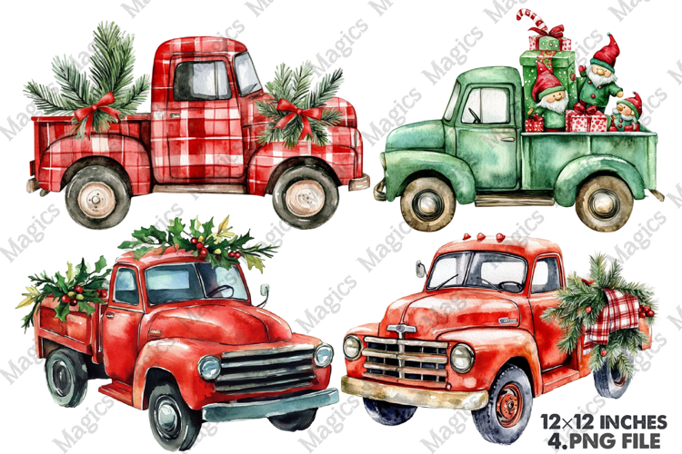 Christmas Truck Sublimation Clipart