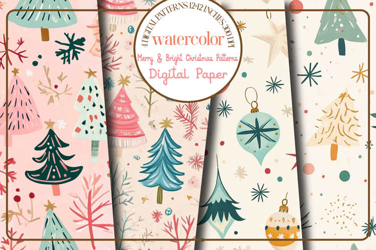 Merry & Bright Christmas Patterns Pastel