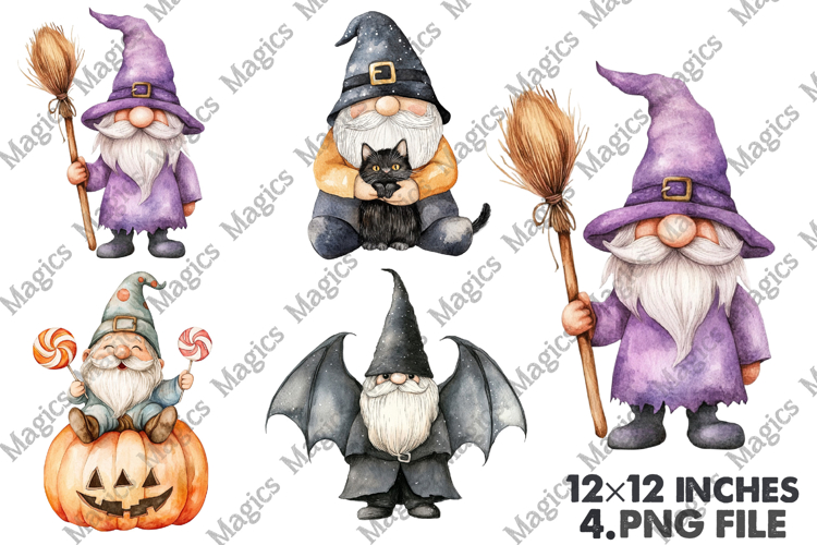Halloween Gnome Clipart example image 1