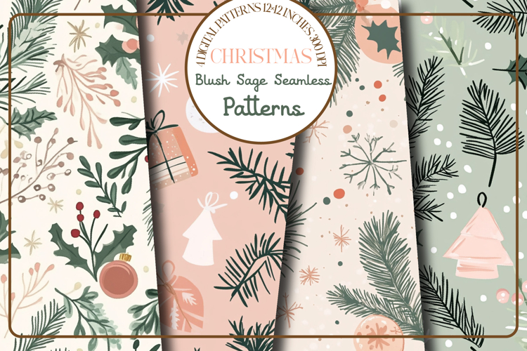 Blush Sage Seamless Christmas Patterns