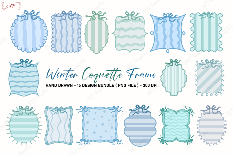 Winter Coquette Frame Clipart Bundle | Winter Sublimation