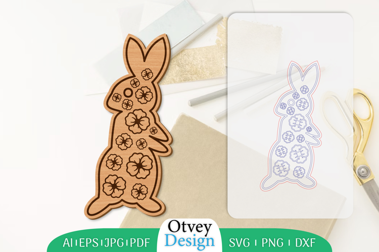 Bunny Flower Lasercut |Rabbit Lasercut File