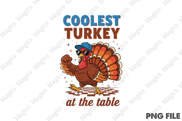 Coolest Turkey PNG Funny Boy Thanksgiving