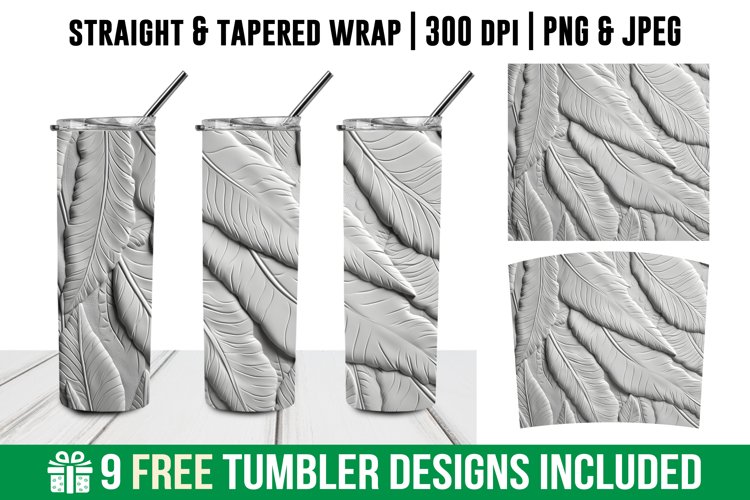 3d Leaf Tumbler Wrap | Tooled Leather Leaves Tumbler Wrap example image 1