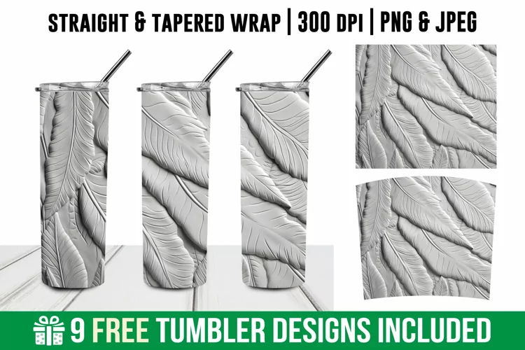 3d Leaf Tumbler Wrap | Tooled Leather Leaves Tumbler Wrap