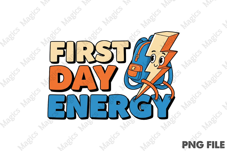 First Day Energy Png, Back To School Sublimation