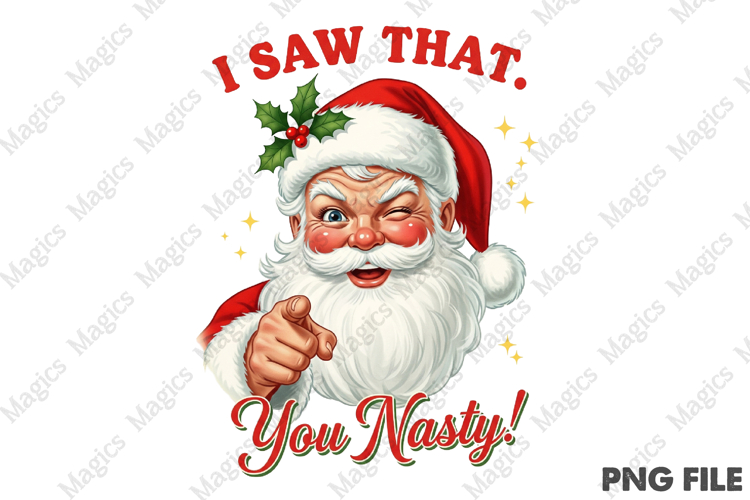 Vintage Christmas Png Santa Saw That