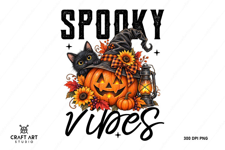 Spooky Vibes PNG, Halloween Sublimation PNG, Funny Halloween example image 1