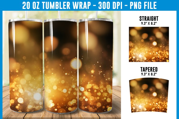 Golden Bokeh Tumbler Wrap | Bokeh Tumbler | Tumbler Wrap