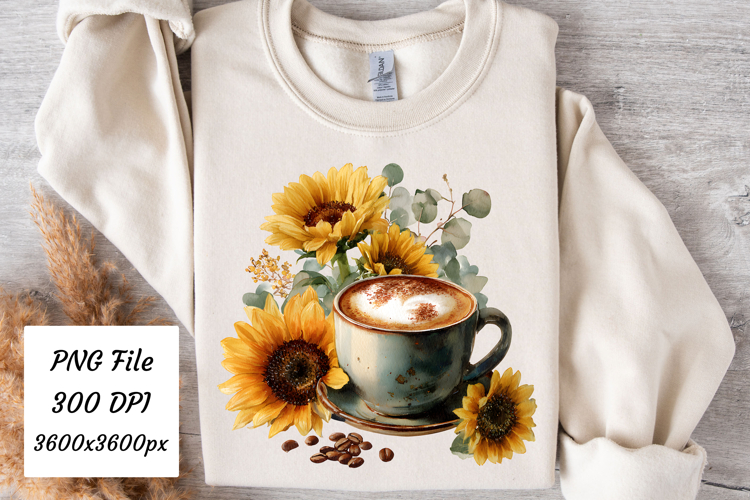 Watercolor Fall Coffee Latte Png | Fall Latte Png
