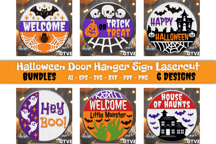 Halloween Door Hanger Sign Welcome Lasercut BUNDLES