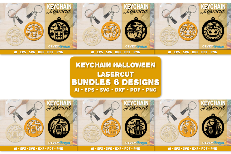 Halloween Keychain Lasercut | Halloween Jewelry Template