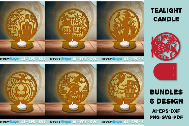 Halloween Tealight Candle Holder Laser Cut BUNDLES