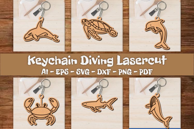 Keychain Sea Animals Lasercut BUNDLES
