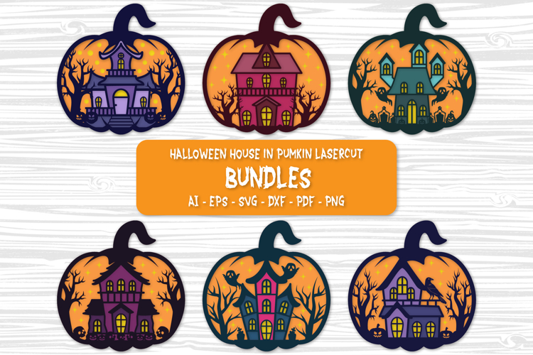 Halloween House in Pumkin Decor Laser Cut BUNDLES