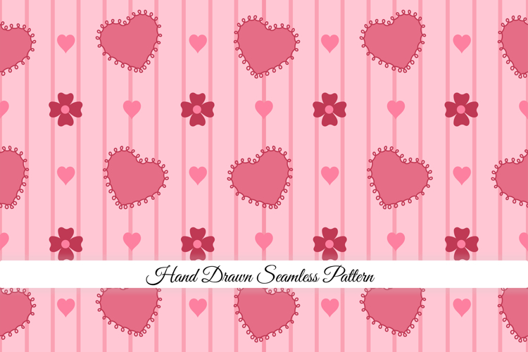Romantic Heart & Floral Seamless Pattern | Heart Pattern