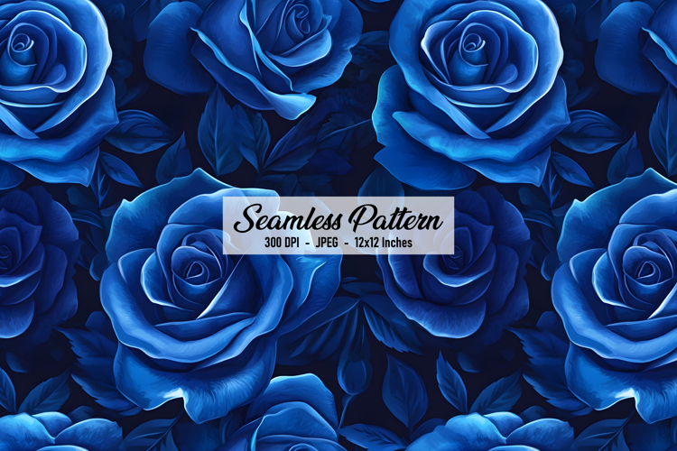 Blue Rose Digital Paper Pattern | Seamless Pattern