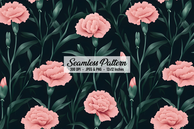 Carnation Flower Digital Paper Pattern | Seamless Pattern