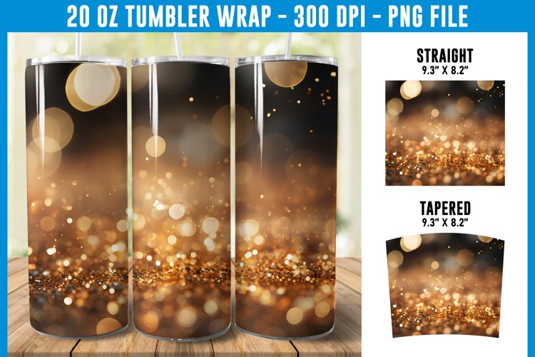 Golden Bokeh Tumbler Wrap | Bokeh Tumbler | Tumbler Wrap