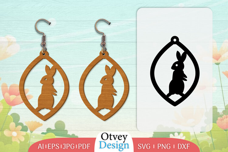 Earring Rabbit Lasercut | Happy Easter Lasercut example image 1