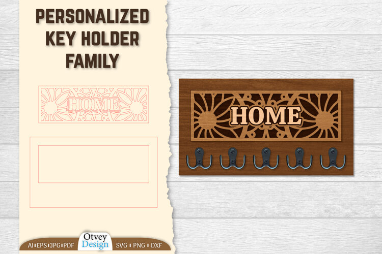 Personalized Key Holder lasercut example image 1