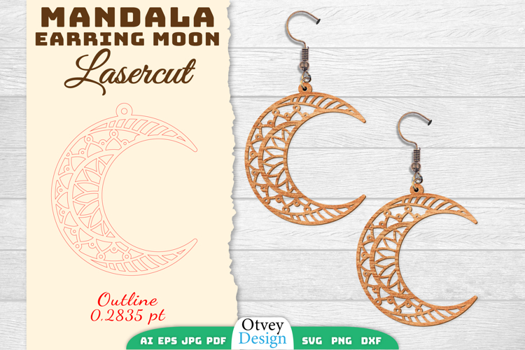 Earring Moon Mandala Lasercut BUNDLES example image 1