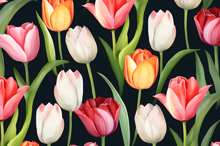 Colorful Tulip Flower Pattern Background | Flower Background