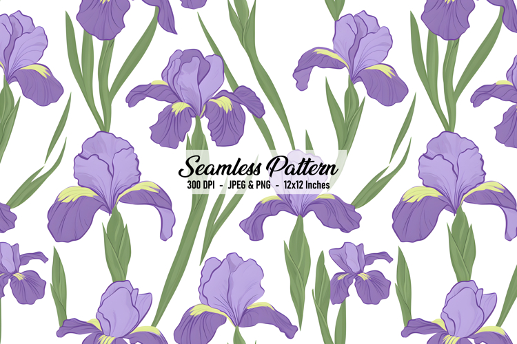 Iris Flower Digital Paper Pattern | Seamless Pattern