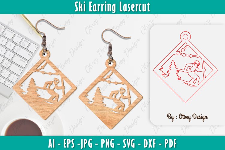 Ski Scene Earrings Lasercut