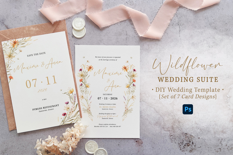 Wildflower Wedding Invitation Suite