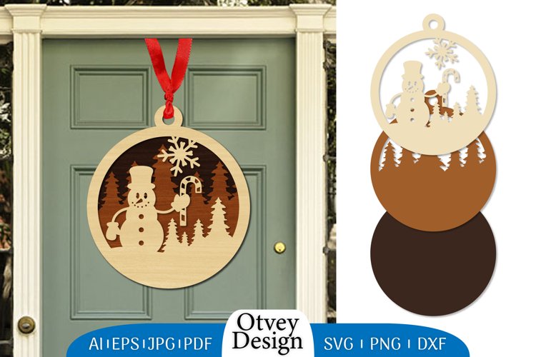 Christmas Snowman Ornament Lasercut