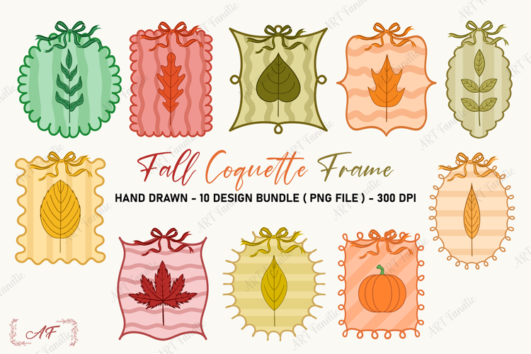 Fall Coquette Frame Clipart Bundle | Fall Sublimation
