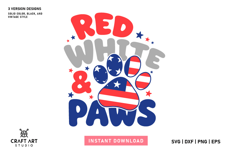 Red White & Paws SVG | Patriotic Dog SVG PNG