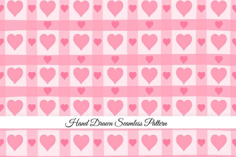 Pink Heart Checkered Seamless Pattern | Heart Digital Paper