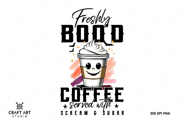 Halloween Sublimation PNG, Halloween Coffee PNG, Cute Coffee example image 1
