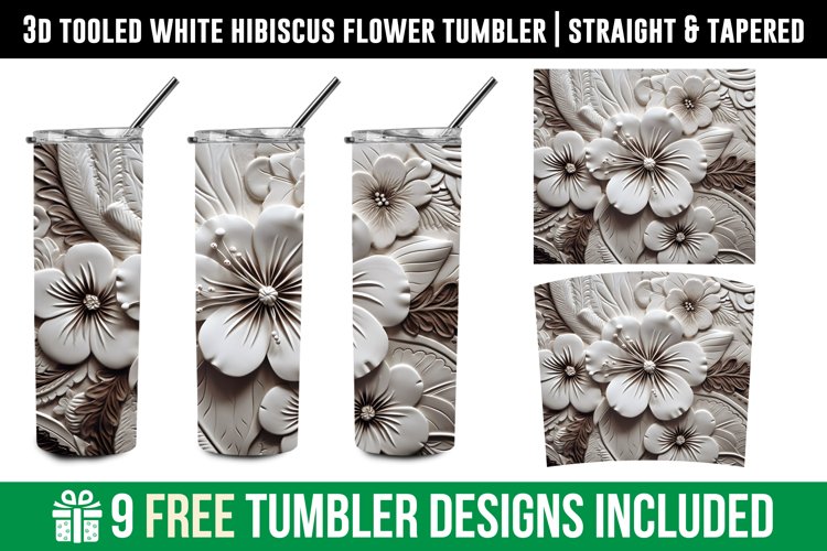 Tooled Leather Floral Tumbler Wrap, 3d Floral Tumbler Wrap