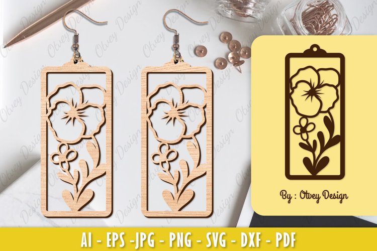 Flowers Earrings Laser Cut example image 1