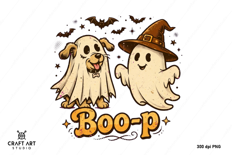 Boo Ghost Dog Halloween PNG, Halloween Sublimation PNG