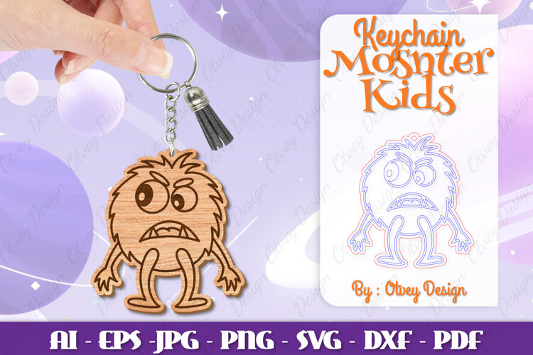 Monster Kids Keychain Lasercut example image 1
