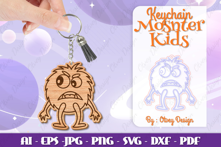 Monster Kids Keychain Lasercut