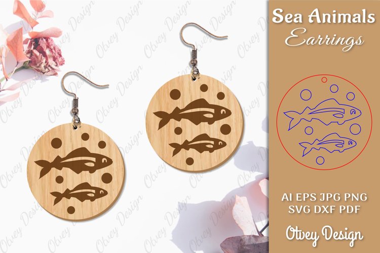 Keychain Sea Animals Lasercut SVG example image 1