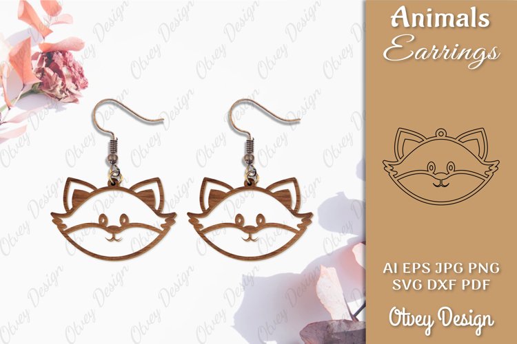 Head Animals Fox Earrings Laser Cut