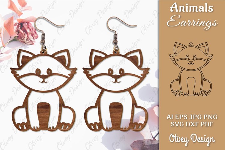 Fox Animals Earrings Laser Cut