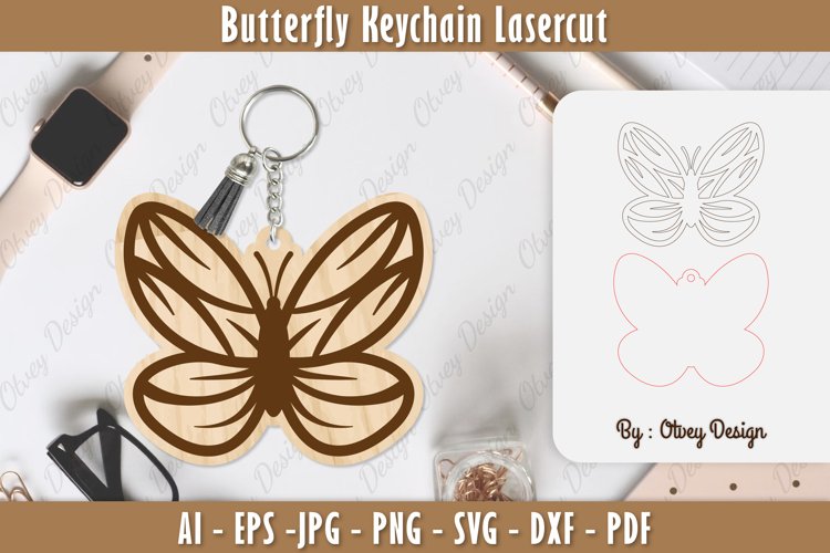 Butterfly Keychain Lasercut example image 1