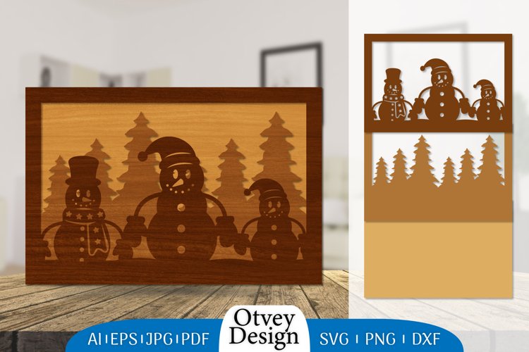 Christmas Snowman Layered Lasercut