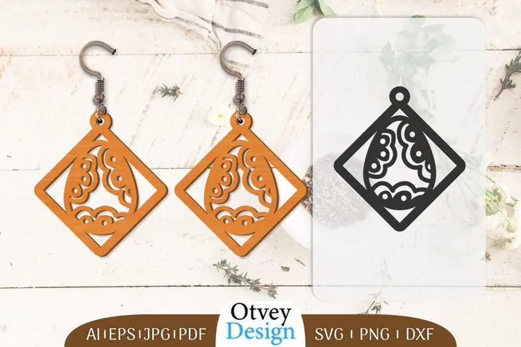 Happy Easter Egg Earrring Lasercut
