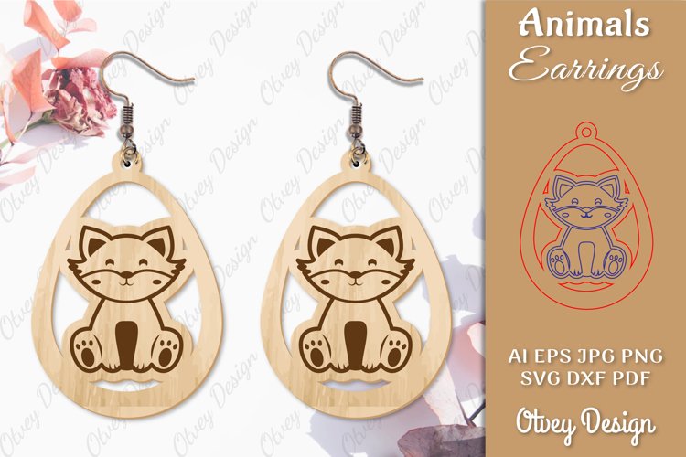 Fox Animals Earrings Laser Cut example image 1