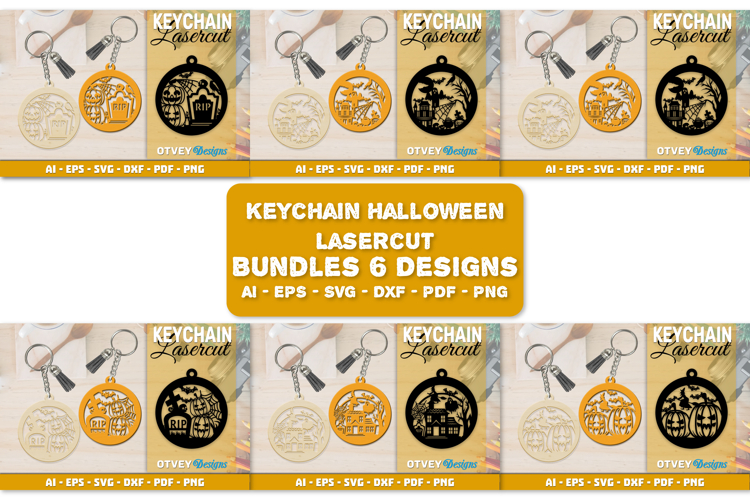 Halloween Keychain Lasercut | Halloween Jewelry Template