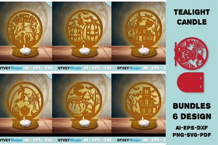 Halloween Tealight Candle Holder Laser Cut