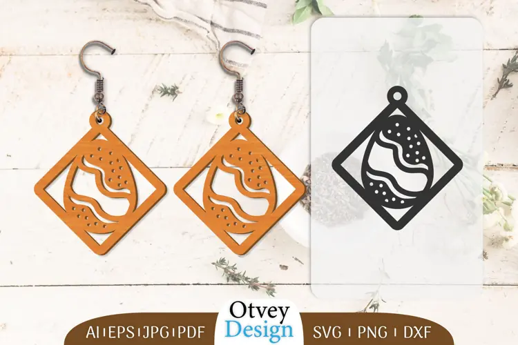 Happy Easter Egg Earrring Lasercut
